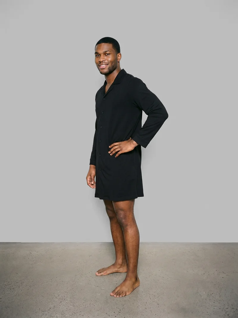 Black Nightshirt, Full body at Three-quarter, Clean Catalog lighting