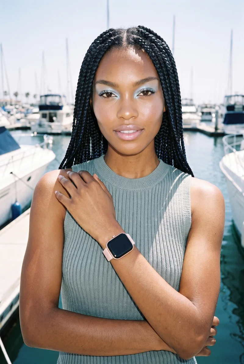 Women's Sport-Band Smartwatch, Upper body at Front, Clean Catalog lighting