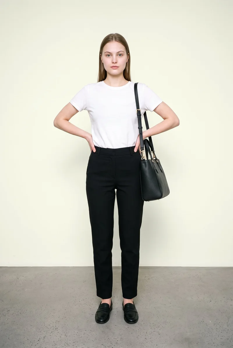 Women's Black Leather Crossbody Bag, Full body at Front, Clean Catalog lighting