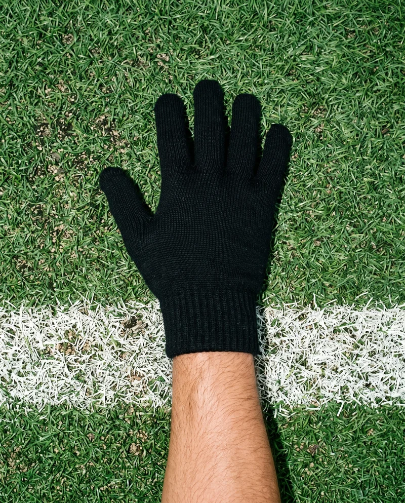 Men's Black Wool Gloves, Hand and wrist at Top, Clean Catalog lighting