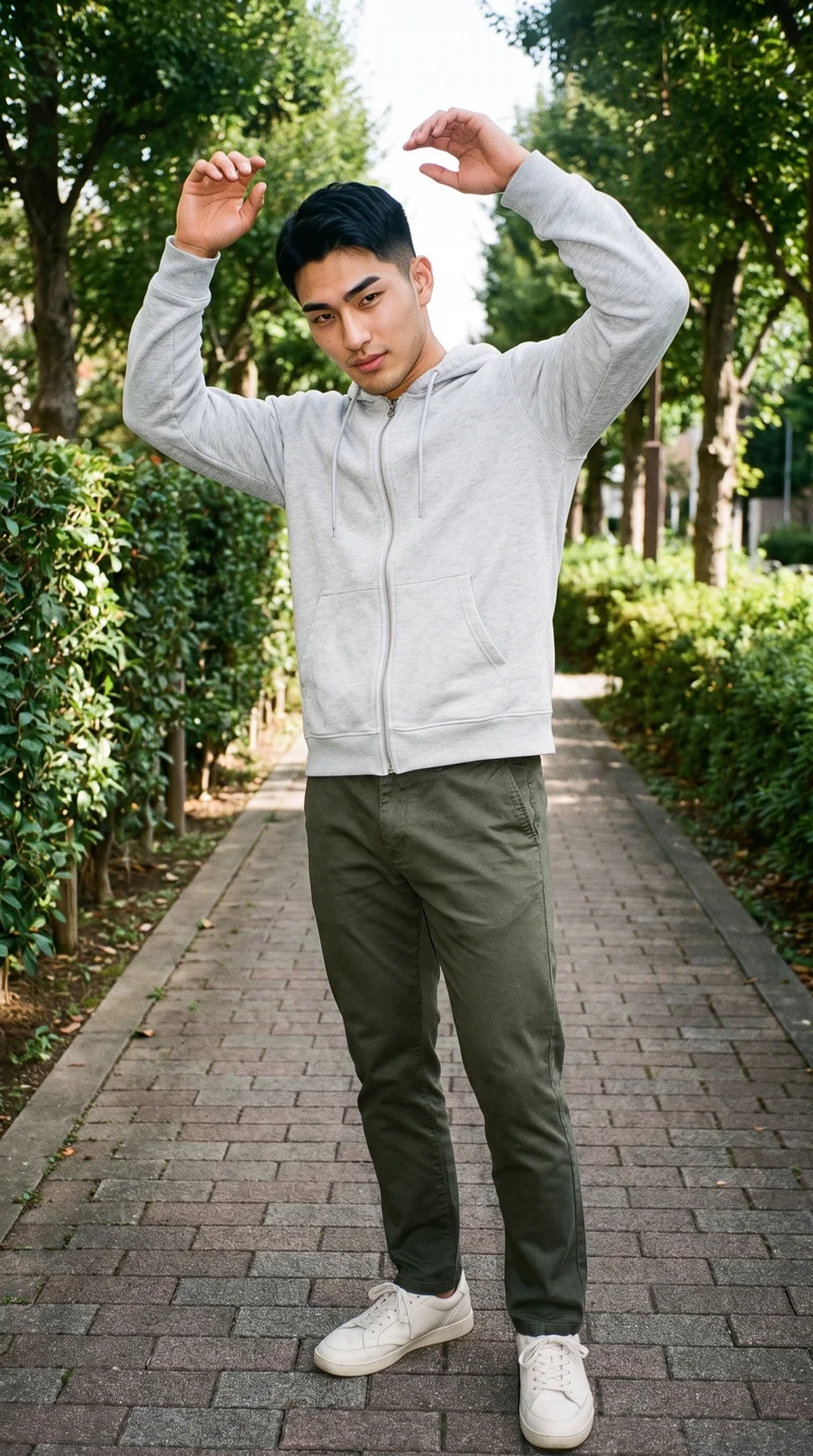 Men's Grey Tracksuit Top, Full body at Three-quarter, Natural E-Commerce lighting