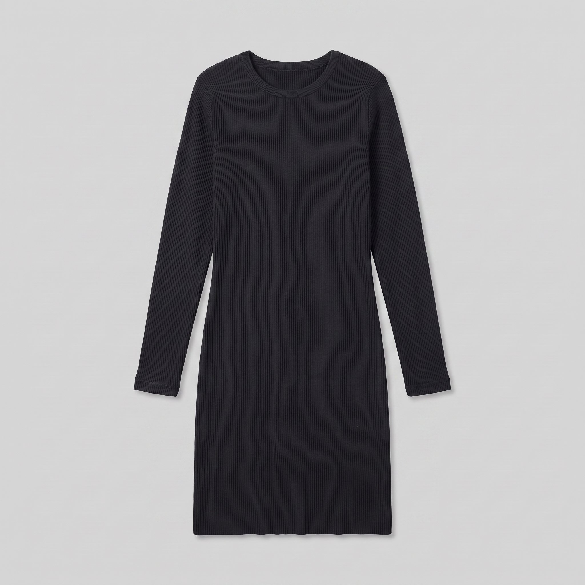 Black Ribbed Sweater Dress
