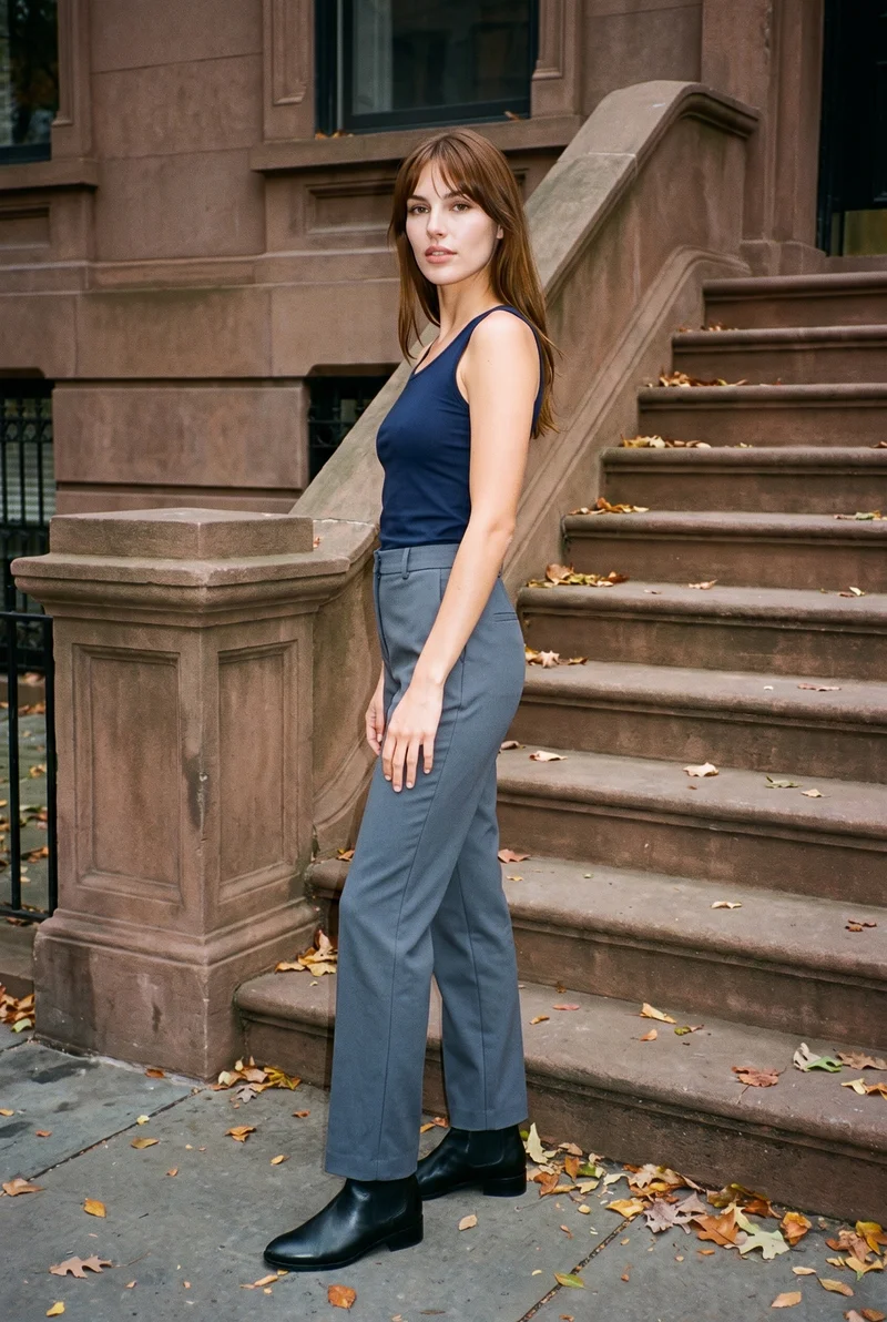Women's Navy Training Tank, Full body at Three-quarter, Natural E-Commerce lighting