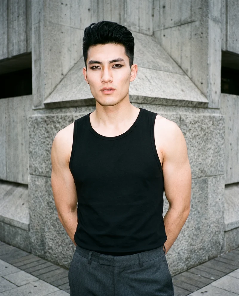 Black Vest, Upper body at Three-quarter, Clean Catalog lighting