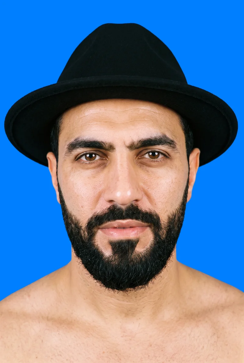 Men's Black Wool Fedora, Head at Front, Studio Cutout lighting