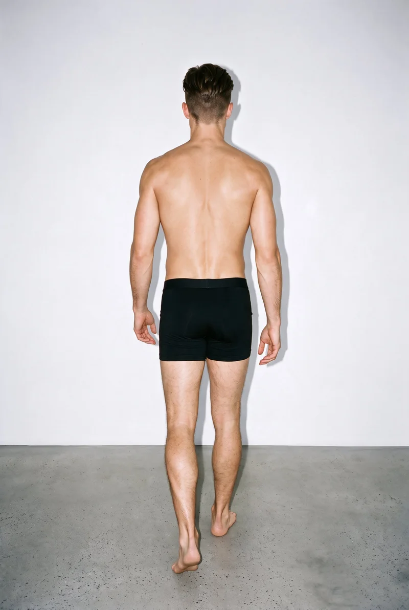 Black Boxers, Full body at Rear, Natural E-Commerce lighting