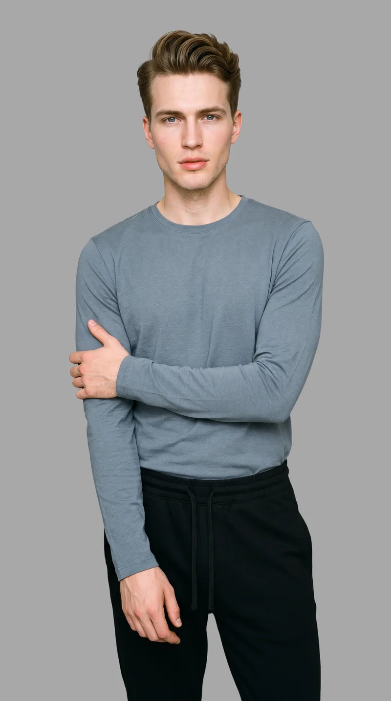 Men's Black Joggers, Three-quarter length at Front, Studio Cutout lighting