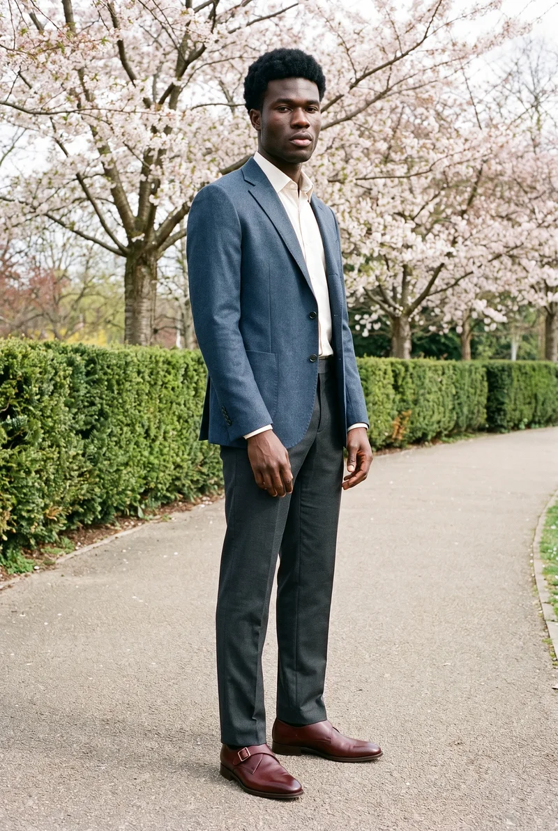 Oxblood Monk-Strap Shoes, Full body at Three-quarter, Clean Catalog lighting