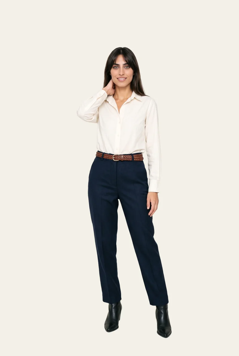 Women's Brown Braided Belt, Full body at Front, Studio Cutout lighting