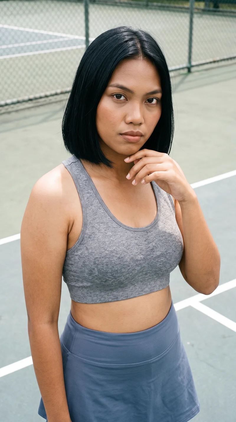 Grey Seamless Sports Bra, Upper body at Three-quarter, Clean Catalog lighting