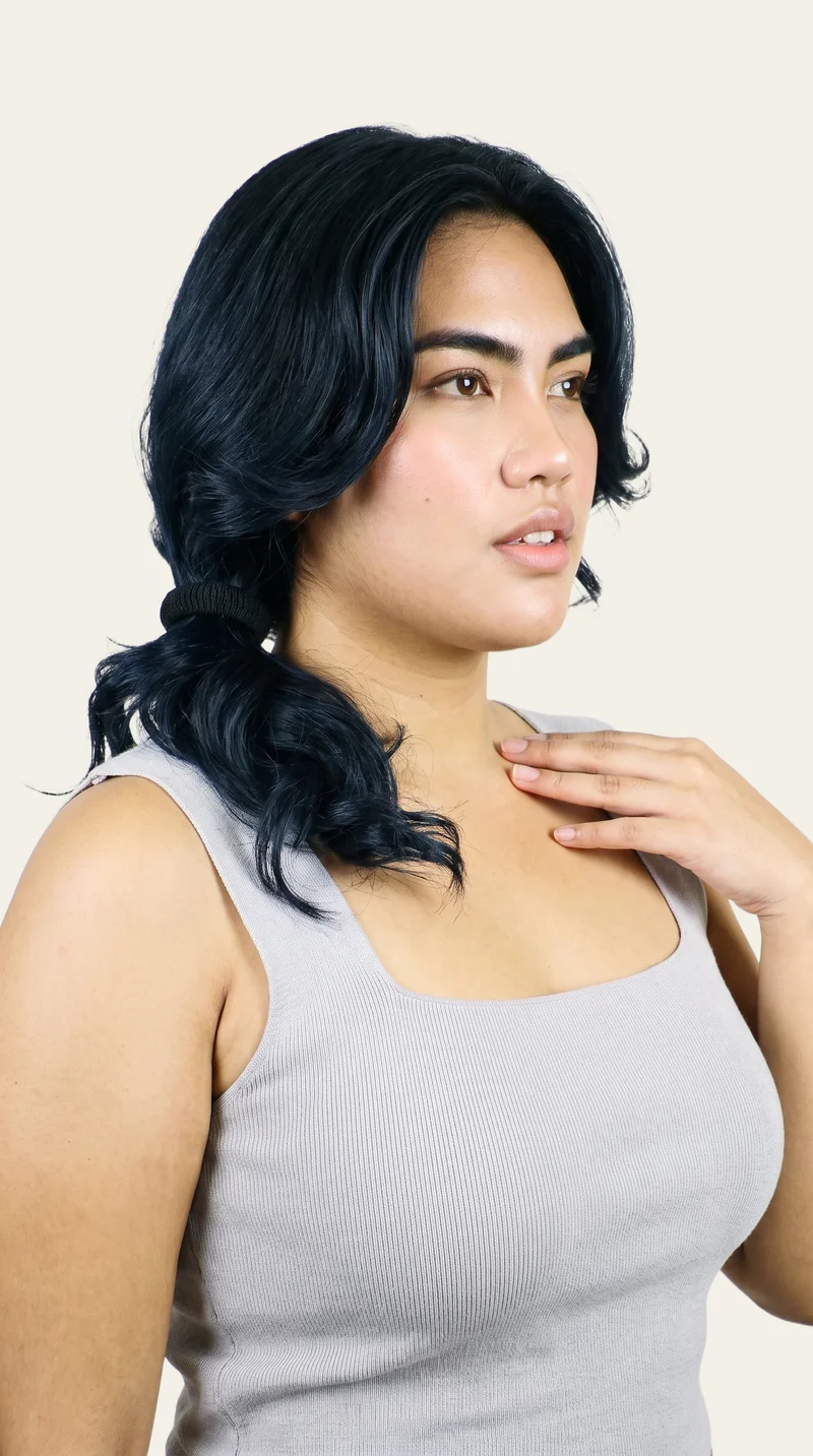 Black Hair Tie, Bust at Three-quarter, Studio Cutout lighting