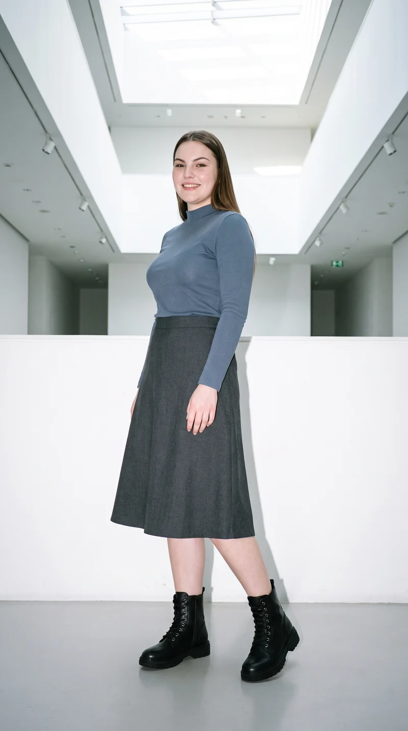 Women's Black Combat Boots, Full body at Three-quarter, Flash Editorial lighting
