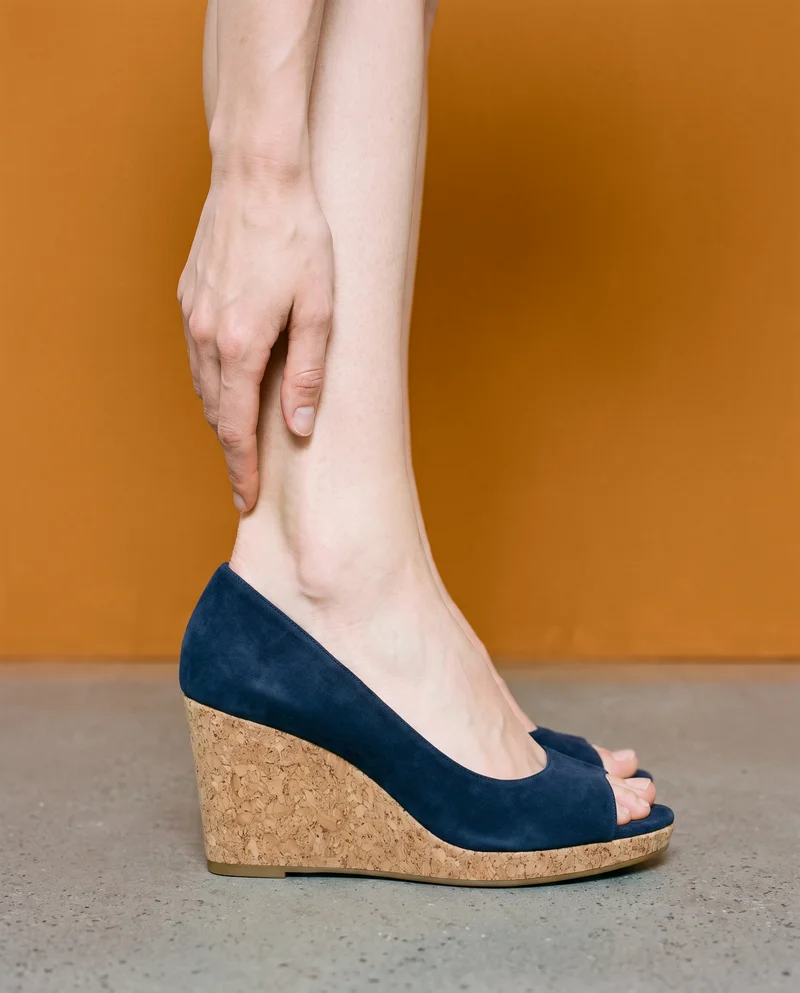 Navy Wedges, Ankle at Side, Clean Catalog lighting